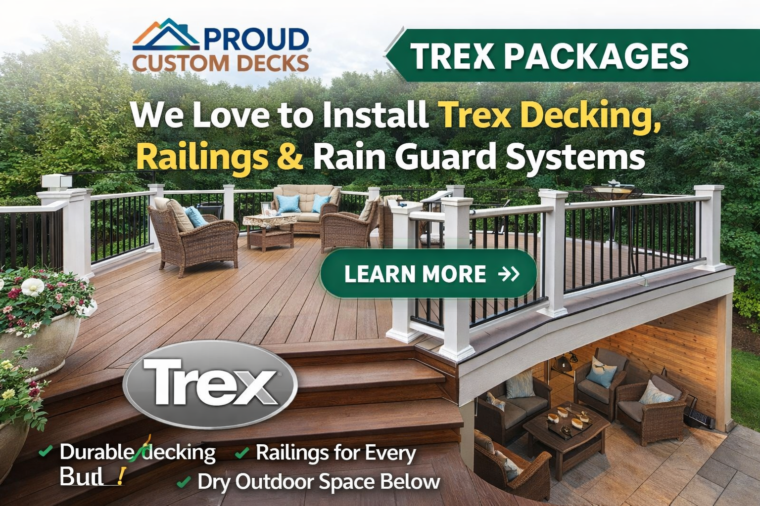 Why We Love Installing Trex Decking, Railings, and Rain Guard Systems
